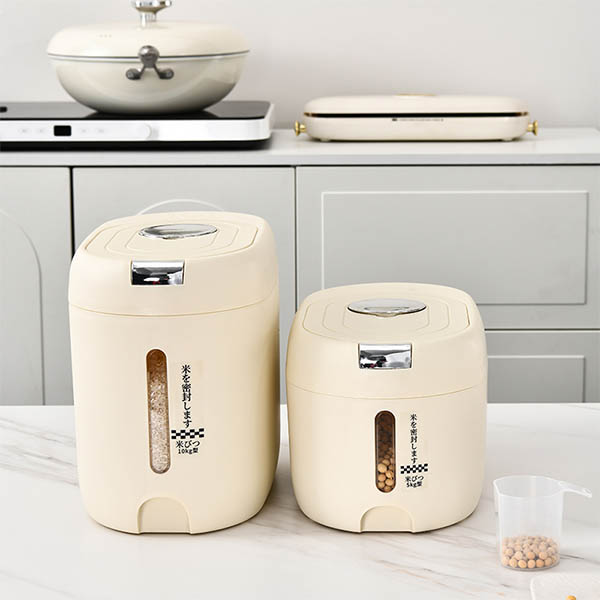 One Button Rice Bucket with Lid Opening